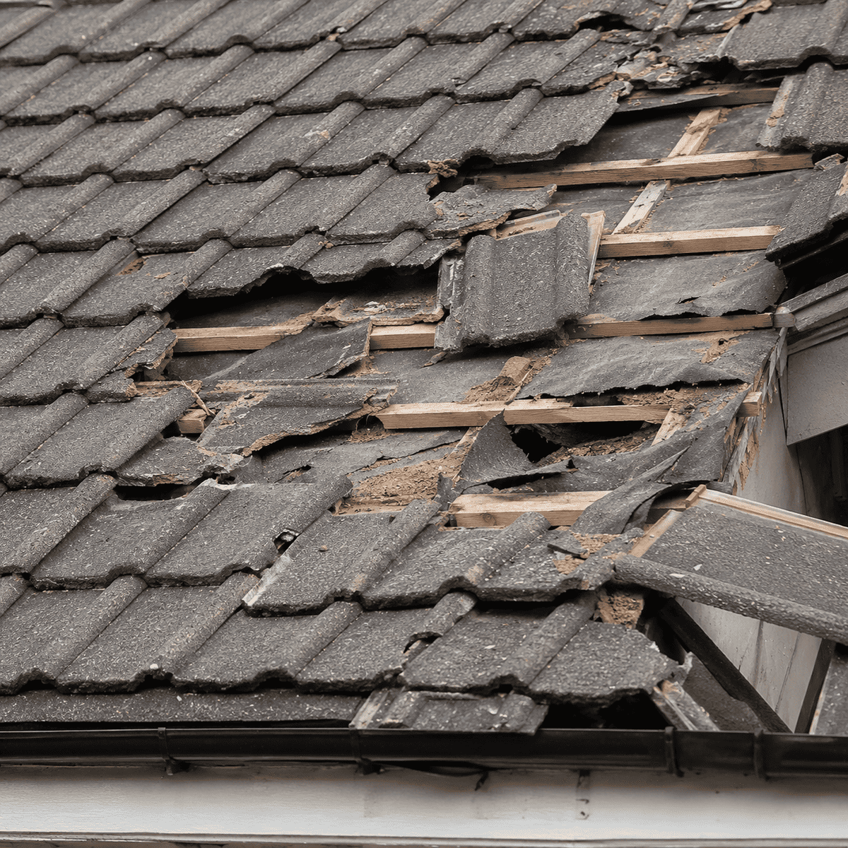 Storm damaged roof