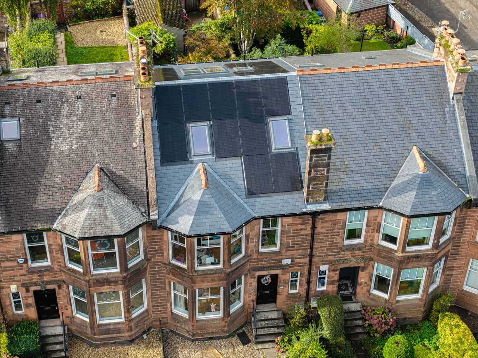 Aerial view of a completed roof by Glasgow City Roofing