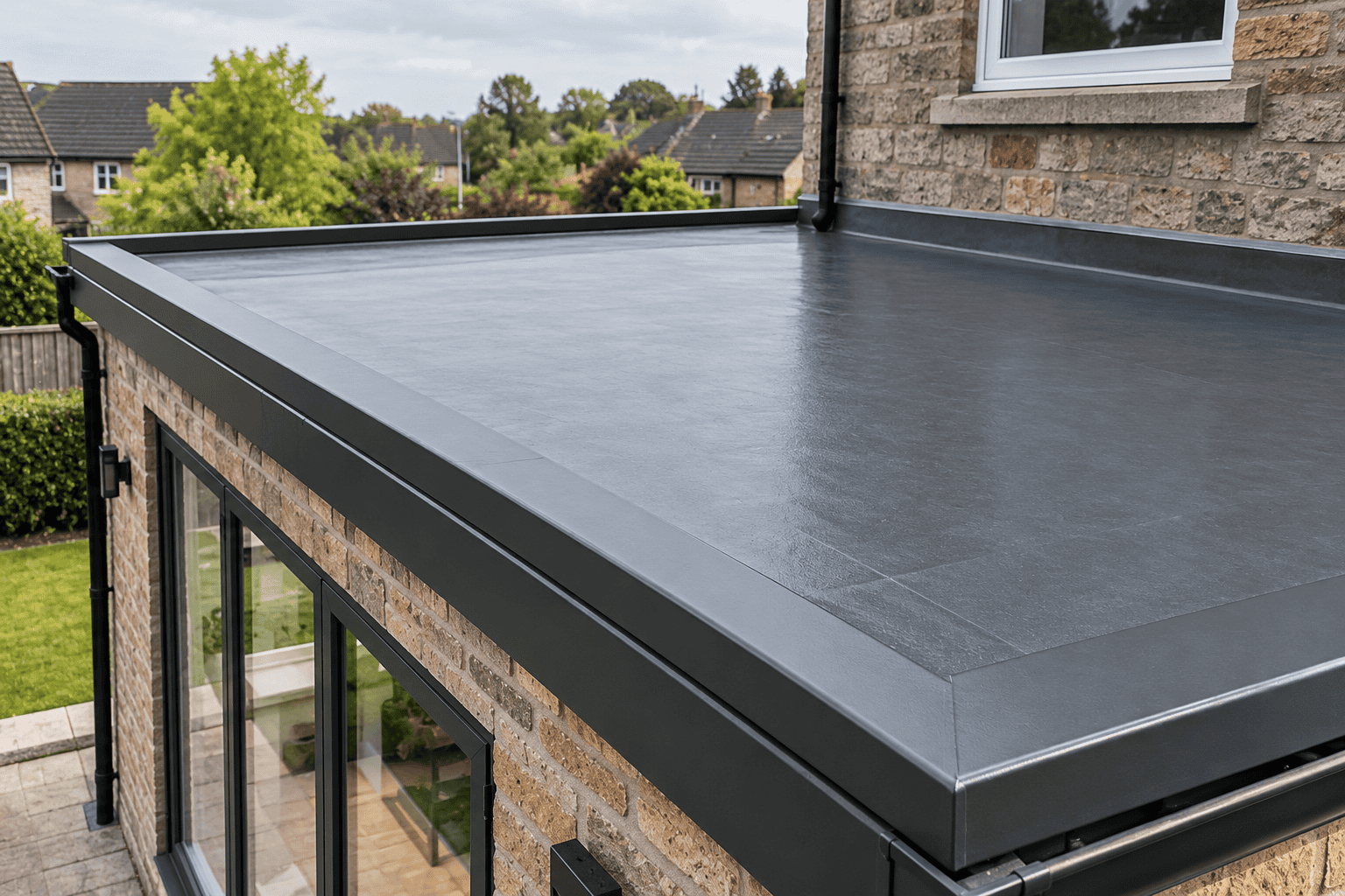 Flat roofing on an extension