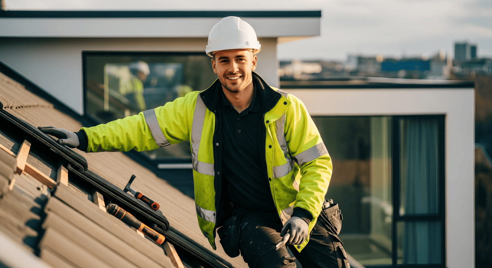 Glasgow City Roofing roofer at work